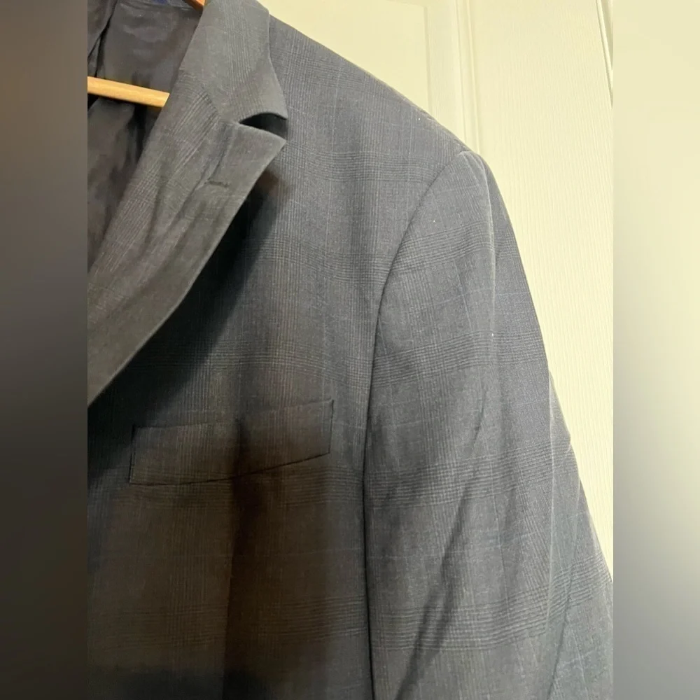 Brooks Brothers 346 Mens 42L Blue Plaid Wool Suit Jacket Blazer Sport Coat 42 L